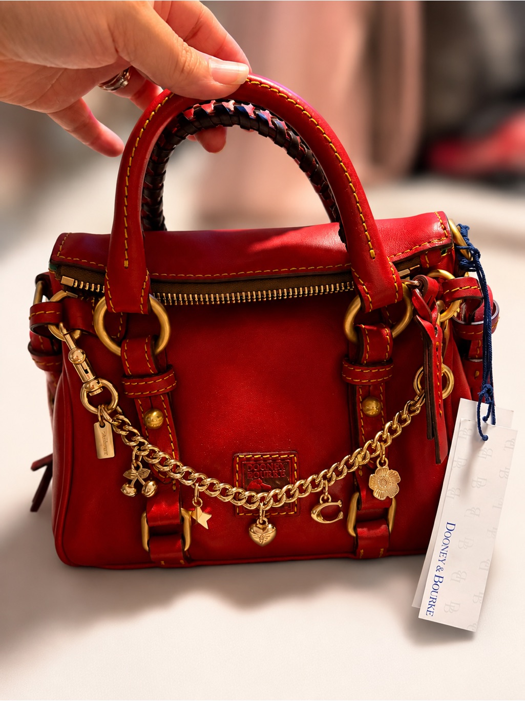 Dooney & Bourke Red Florentine Nano Satchel Obo
